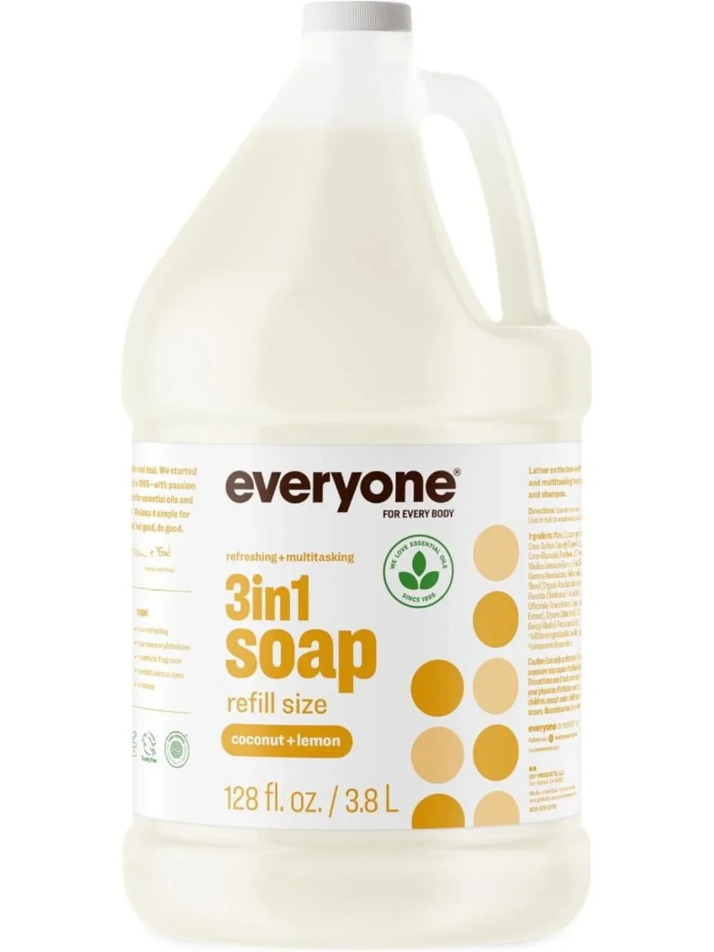 3-in-1 Body Wash, Shampoo & Bubble Bath - Coconut Lemon Scent, 1 Gallon
